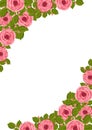 Vector frame with blooming roses. Floral illustration for postcard, poster, invitation decor etc. Flowers for spring and Royalty Free Stock Photo