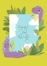 Frame Border of Cute Dinosaur for Kids Party Invitation Card Royalty Free Stock Photo