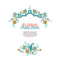 Vector frame, border, element, arabesque, floral pattern for design template. Luxury ornament in Eastern style. Turquoise floral Royalty Free Stock Photo