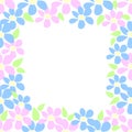 Vector frame, border with flowers in flat style. Cute simple summer background, decoration for invitation, greeting card, wedding Royalty Free Stock Photo