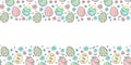 Vector frame, borders with ornamental easter eggs, flowers. Horizontal top and bottom edging, background, decoration Royalty Free Stock Photo