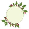 Vector frame frame with cherry ornament with berries and leaves.