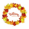 Vector frame with colorful autumn leaves, card template, natural backdrop Royalty Free Stock Photo