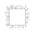 Vector frame with flowers. Doodle drawing. Wedding design element