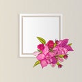 Vector frame with flowers for postcard