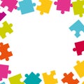 Frame made of colorful jigsaw puzzle pieces. Royalty Free Stock Photo