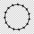 Simple Vector Frame Silhouette Barbed Wire, Circle Shape, at transparent effect background Royalty Free Stock Photo