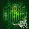Vector frame with stylish composition of green leaves
