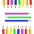 Vector frame, template for diploma, certificate and other with lot of pencils of rainbow colors on a withe background. Royalty Free Stock Photo