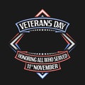 Vector frame for Veterans Day Royalty Free Stock Photo