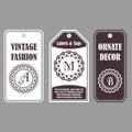 Vector frames design. Vintage set of ornamental tags. Eastern decor with monograms. Template labels for cards. Royalty Free Stock Photo