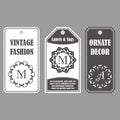 Vector frames design. Vintage set of ornamental tags. Eastern decor with monograms. Template labels for cards. Royalty Free Stock Photo