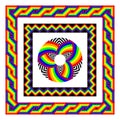 Vector frames in rainbow colors. the square frame in the Mexican style.