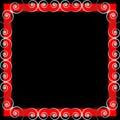 Vector framework. Silver spirals on a red and black background Royalty Free Stock Photo