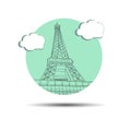 vector france illustration eiffel tower paris architecture landmark french travel Royalty Free Stock Photo