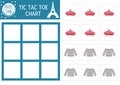 Vector France tic tac toe chart with traditional clothes. Board game playing field. Funny French printable worksheet. Noughts and