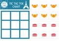 Vector France tic tac toe chart with traditional dessert. Board game playing field. Funny French printable worksheet. Noughts and