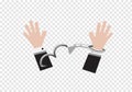 A vector of freedom hand from handcuff bondage of prisoner or businessman in back suit