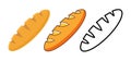 Vector french line bread illustration baguette logo. Food bread flat hot icon