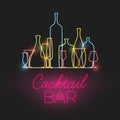 Vector Fresh Cocktail bar neon sign Royalty Free Stock Photo