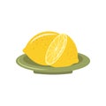 vector fresh lemon slice isolated white background Royalty Free Stock Photo