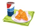 Vector of fresh pastries with pepsi