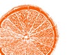 Vector fresh ripe slice of orange on white. Healthy food logo