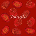 Vector fresh tomato slices for menu backgrounds