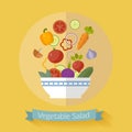 Vector fresh vegetables illustration with flat icons.