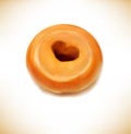 Vector fried donut with a hole in the form of heart