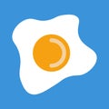 vector fried egg icon on blue background