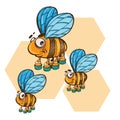 Vector Friendly Cute Bee Flying and Smiling