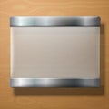 Vector frosted glass plate with metal holders, on