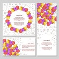 Vector fruit and berry banners set with seamless pattern. Design for juice, natural cosmetics