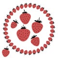 Vector fruit doodle brush with simple strawberries shapes