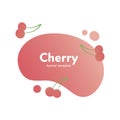 Vector fruit modern fluid banner. Colorful gradient cherry berry on red splash shape isolated on white background. Design