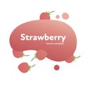 Vector fruit modern fluid banner. Colorful gradient strawberry berry on red liquid shape isolated on white background. Design