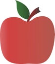 Vector Fruit Red Apple with Green Leaf