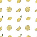 Vector fruit seamless pattern. Juicy lemons