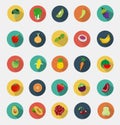 Vector fruit and vegetables icons flat design Royalty Free Stock Photo