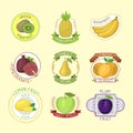 Vector fruits badges.