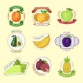 Vector fruits badges.