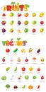 Vector fruits and vegetables icon set