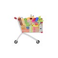 Vector full food meal drink a shopping trolley