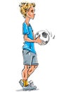 Vector full-length drawing of fair-haired teenager