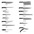 Vector full set kitchen knives white Royalty Free Stock Photo