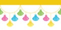 Vector Fun Colorful Decorative Tassels Set Horizontal Seamless Repeat Border Pattern. Great for handmade cards Royalty Free Stock Photo