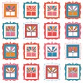 Vector Fun Colorful Hand Drawn Stained Glass Windows seamless pattern background.