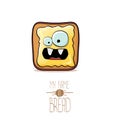 Vector funky cartoon cute white sliced toast bread character with butter isolated on white background. My name is bread Royalty Free Stock Photo