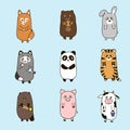 Vector funny animals hand drawn picture Royalty Free Stock Photo